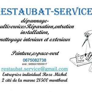 Restaubat service Montbard, Multi travaux, Dépannage, Entreprises de nettoyage, Dépannage chauffage, Dépannage électrique, Dépannage plomberie, Entreprise de service, Entreprise espace vert, Entreprise générale bâtiment